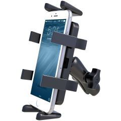RAM Mounts Universal Finger-Grip Phone/Radio Cradle with Double Socket Arm and Diamond Base Adaptor - RAP-HOL-UN4-201U